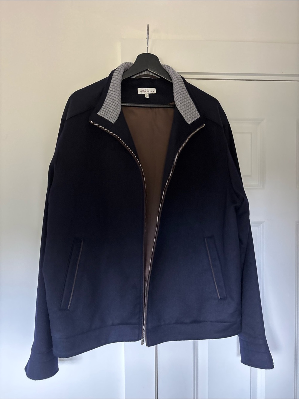 Peter Miller Crown Fleece Wool/Cashmere Luxury Bomber Jacket, Navy, Lined XL